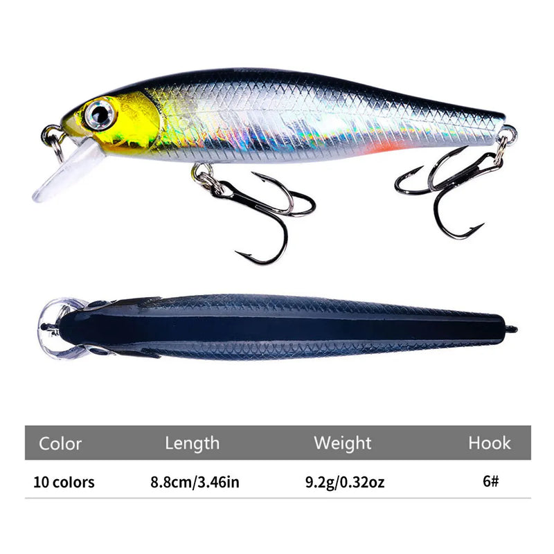 Minnow manivela wobbler jerkbait isca de pesca 8.8cm 9g isca artificial carkbait swimbait enfrentar para baixo pique carpa