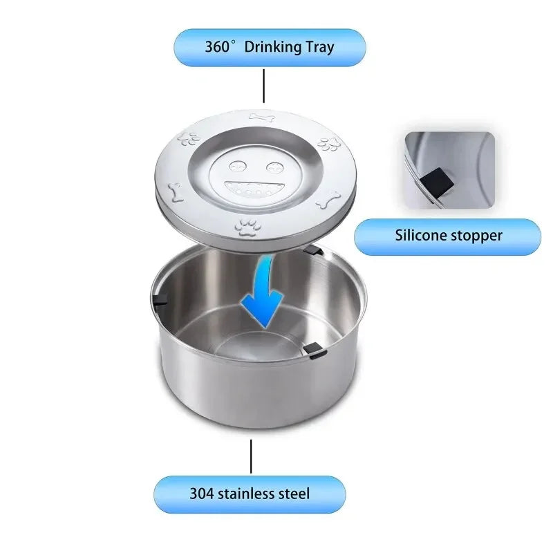 Tigela flutuante de aço inoxidável para cães, grande capacidade, sem derramamento, dispensador de água anti-respingo para cães, tigela antiderrapante para alimentador de água para cães e gatos