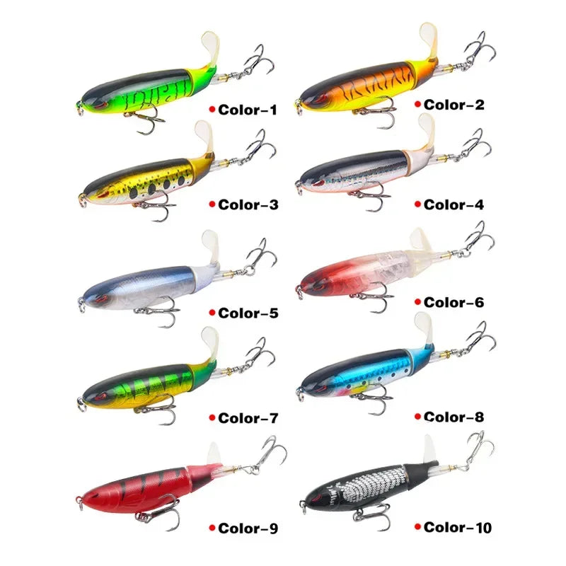1 pçs 10cm/14cm topwater isca de pesca whopper popper isca artificial duro plopper macio rotação cauda equipamento de pesca isca de pesca