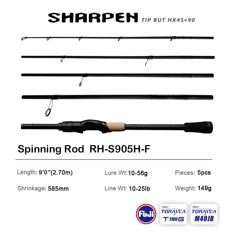 Purelure sharp viagem isca macia longa fiação e fundição xf/mf ação hastes fuji componentes baixo pique vara de pesca carretel