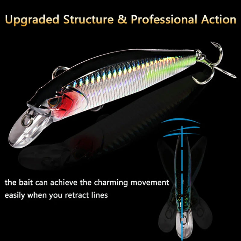 Afundando minnow 19g flutuante jerkbait 15g isca de pesca ganchos agudos swimbait pesca popper enfrentar wobbler manivela isca artificial