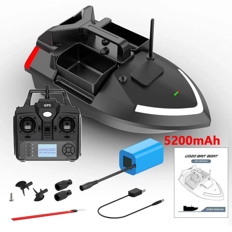 Marca VWVIVIDWORLD, GPS, carregamento de 2KG, 500M, luz noturna, barco de pesca com controle remoto, função de retorno automático, VX