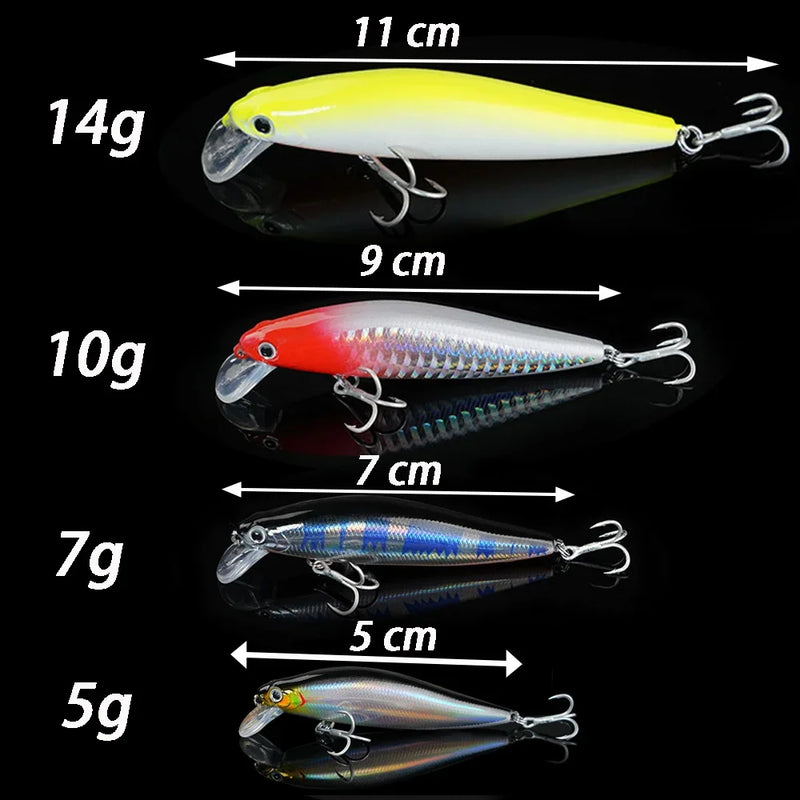 Afundando minow 5-14g jerkbait isca de pesca profissional sistema de equilíbrio de gravidade fundido isca profunda manivela wobbler pesca swimbait pesca