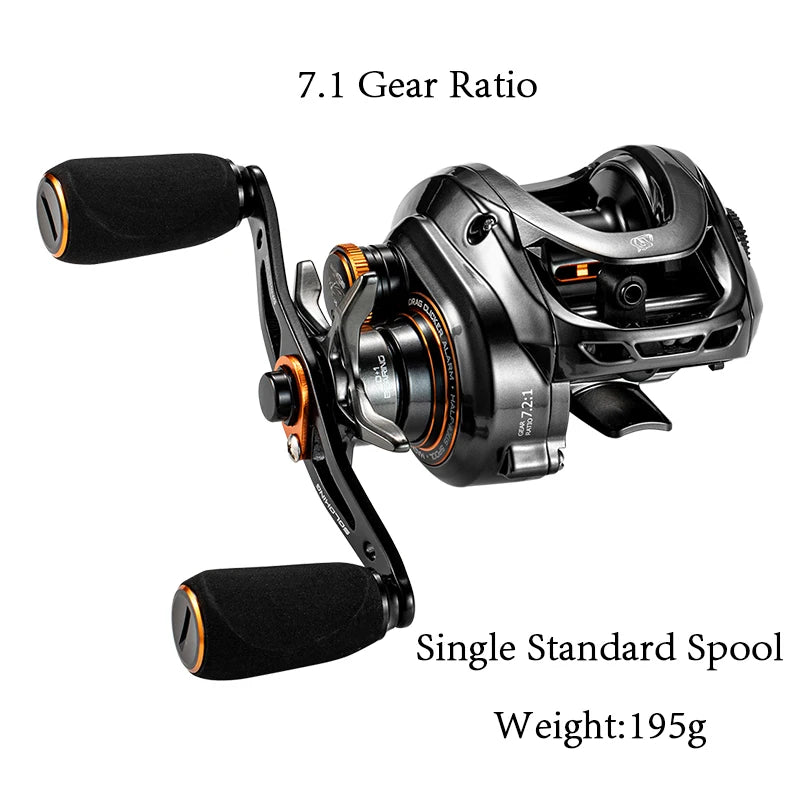Soloking GKA200 Pro Carretel de pesca de arremesso 7.1/8.1 Relação de engrenagem 9KG Potência de arrasto 6 + 1 BB Drag Clicker Som Baitcaster Reel