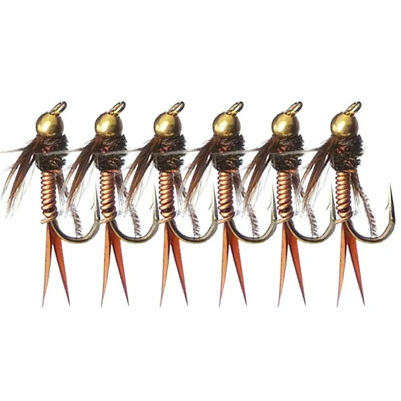 Fly pesca isca, diferentes estilos diferentes, para truta, ninfa, moscas secas, iscas de pesca, 6 pcs/box