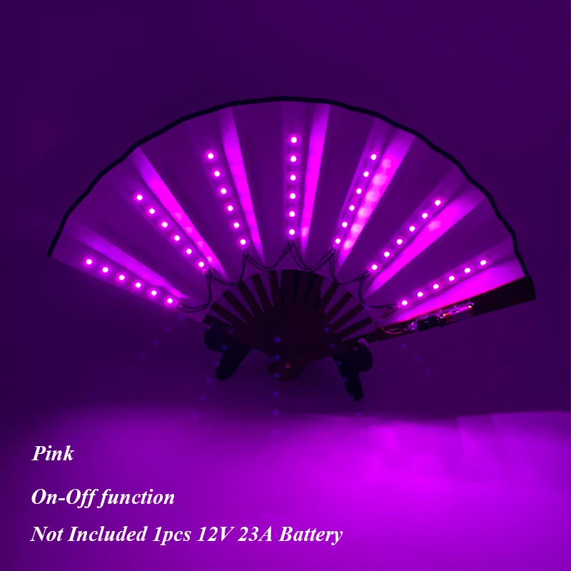 Suprimentos de iluminação para festa de carnaval de Halloween 10 polegadas LED luz neon ventilador rave dobrável ventilador luminoso brilhando na festa