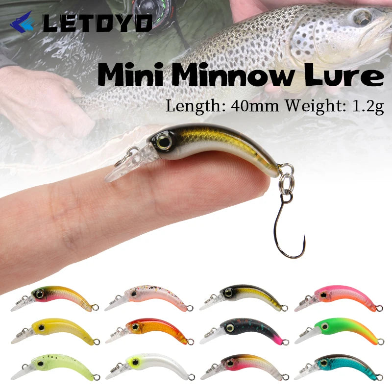 LETOYO flutuante truta isca de pesca 40mm 1.2g micro artificial 4cm minnow isca dura mini iscas jerkbait para a área da truta baixo poleiro