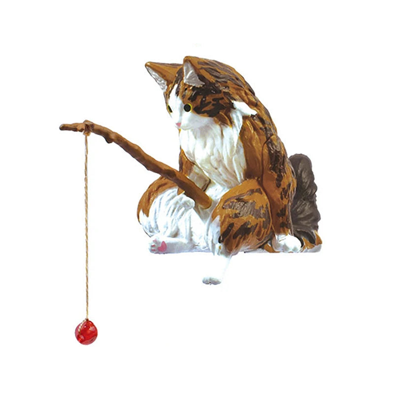 Criativo Pesca Cat Car Decoração Interior, Resina Bonito, Auto Figurinhas Em Miniatura, Acessórios De Enfeites, Pequenos Presentes
