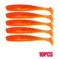 10-50 pçs 70mm isca de pesca macia artificial silicone truta shad carpa minhoca afundando isca t cauda jigging wobbler isca de pesca enfrentar