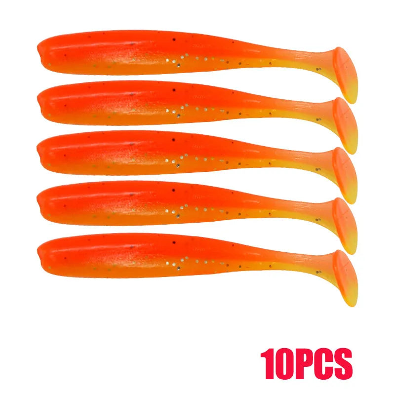 10-50 pçs 70mm isca de pesca macia artificial silicone truta shad carpa minhoca afundando isca t cauda jigging wobbler isca de pesca enfrentar