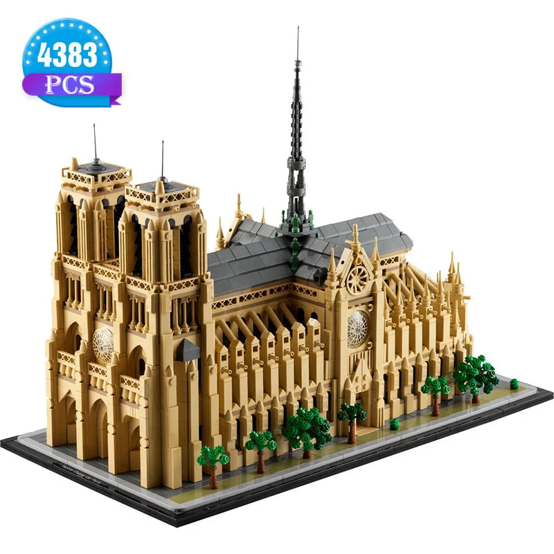 Kit modelo arquitetônico para adultos, Notre-Dame de Paris, conjunto de blocos colecionáveis, ideia para os amantes da história, presente, 21061