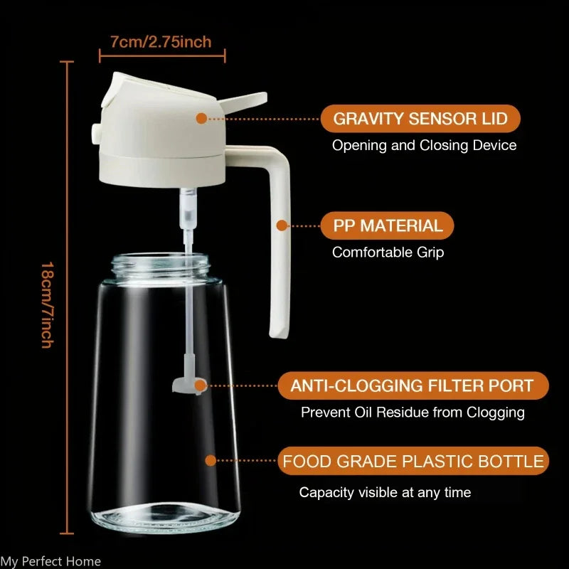 Pulverizador de óleo em spray de plástico 2 em 1, 500ml, garrafa, dispensador de óleo, galheteiro, churrasco, cozinha, assar, piquenique, ferramenta de cozinha