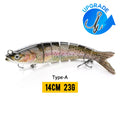 VTAVTA 10/14cm afundando wobblers iscas de pesca articuladas crankbait swimbait 8 segmento duro isca artificial para pesca enfrentar isca